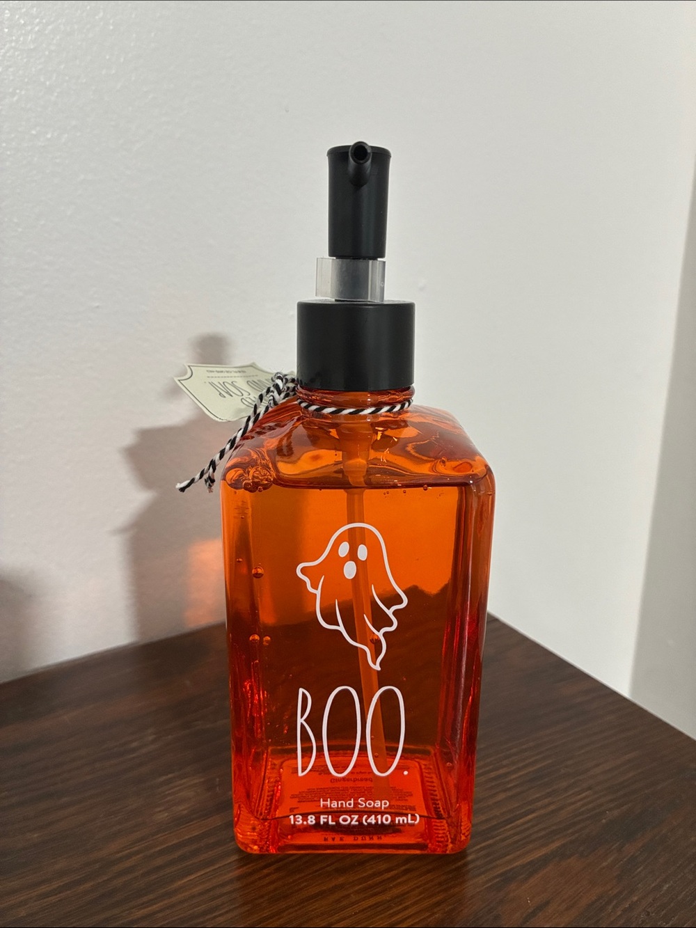 NWT- Rae Dunn- Boo 👻 Glass Hand Soap Dispenser- Gingerbread Scented Soap 13.8oz